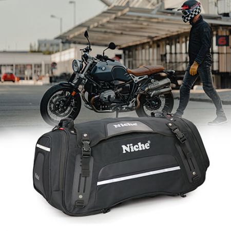 Motorcycle XL Touring Rear Bag - Motorcycle Extra Large Rear Bag, Motorcycle Seat Bag, Motorcycle Tail Bag for Expandable, and Waterproof Rain-Cover Included